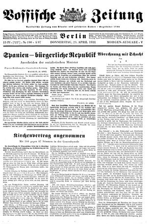 Vossische Zeitung on Apr 23, 1931