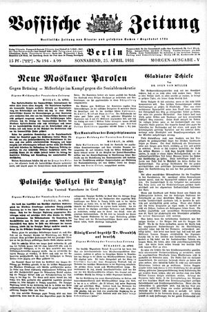 Vossische Zeitung on Apr 25, 1931