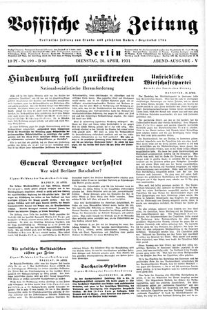 Vossische Zeitung on Apr 28, 1931
