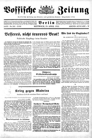 Vossische Zeitung vom 29.04.1931