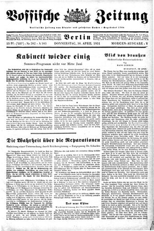 Vossische Zeitung vom 30.04.1931