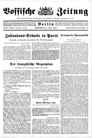 Vossische Zeitung on May 6, 1931