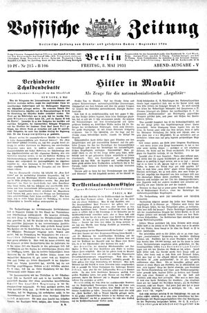 Vossische Zeitung on May 8, 1931