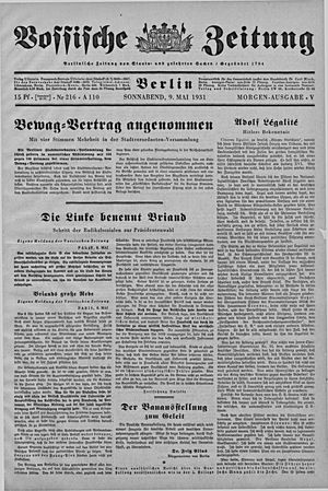 Vossische Zeitung on May 9, 1931