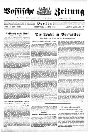 Vossische Zeitung vom 13.05.1931