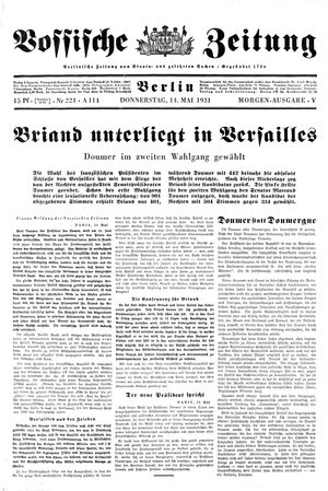 Vossische Zeitung on May 14, 1931