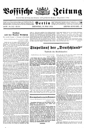 Vossische Zeitung on May 19, 1931
