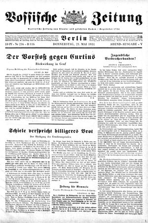 Vossische Zeitung on May 21, 1931