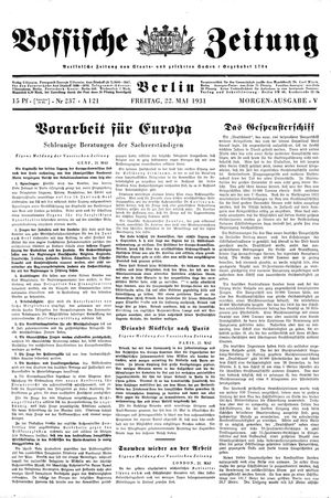Vossische Zeitung on May 22, 1931