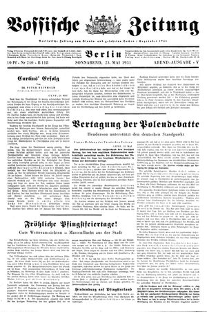 Vossische Zeitung vom 23.05.1931