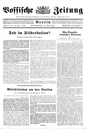 Vossische Zeitung on May 28, 1931