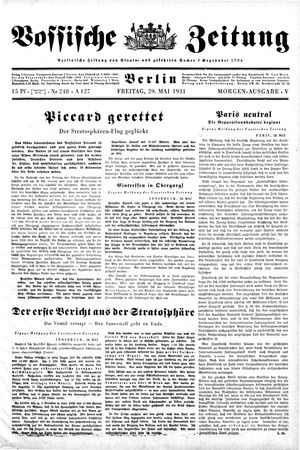 Vossische Zeitung on May 29, 1931