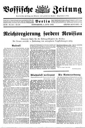 Vossische Zeitung on Jun 6, 1931