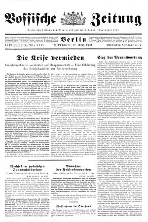 Vossische Zeitung on Jun 17, 1931