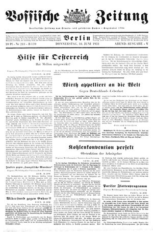 Vossische Zeitung on Jun 18, 1931