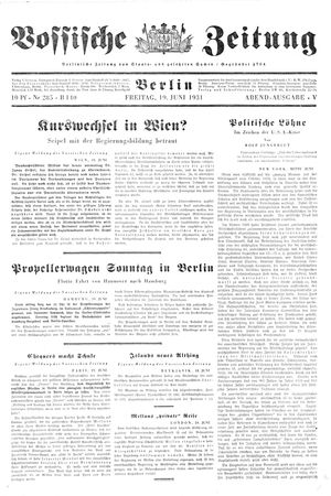 Vossische Zeitung on Jun 19, 1931
