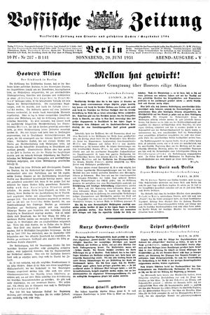 Vossische Zeitung on Jun 20, 1931