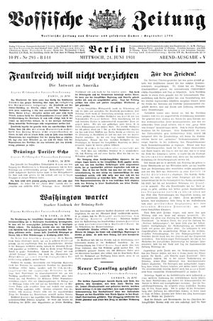 Vossische Zeitung on Jun 24, 1931