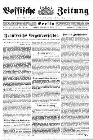 Vossische Zeitung vom 25.06.1931