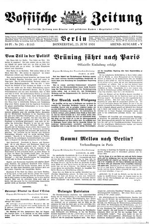 Vossische Zeitung on Jun 25, 1931