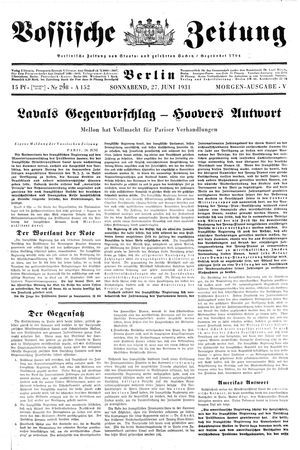 Vossische Zeitung on Jun 27, 1931