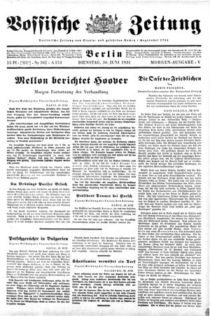 Vossische Zeitung on Jun 30, 1931