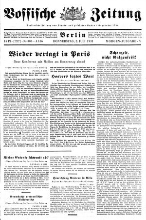Vossische Zeitung on Jul 2, 1931