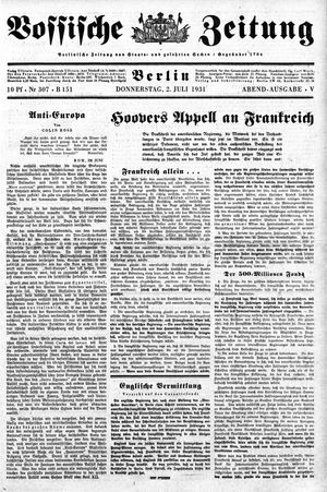 Vossische Zeitung on Jul 2, 1931