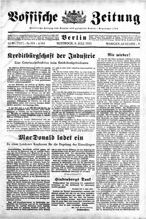 Vossische Zeitung on Jul 8, 1931