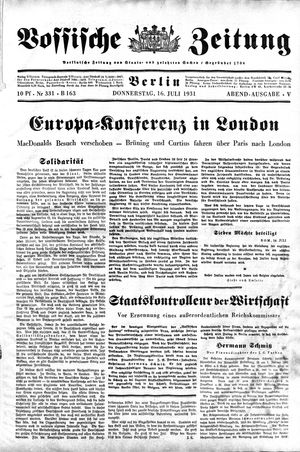 Vossische Zeitung vom 16.07.1931