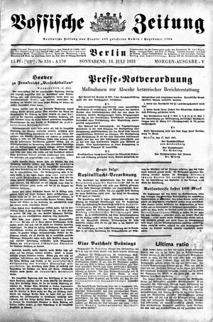 Vossische Zeitung on Jul 18, 1931