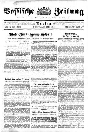 Vossische Zeitung on Jul 21, 1931
