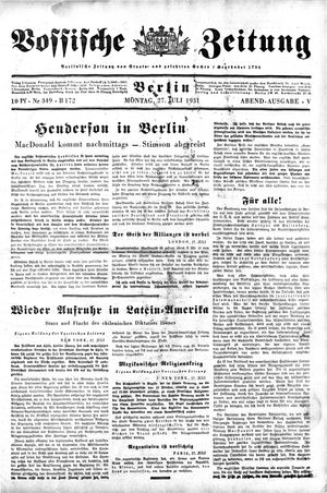 Vossische Zeitung on Jul 27, 1931