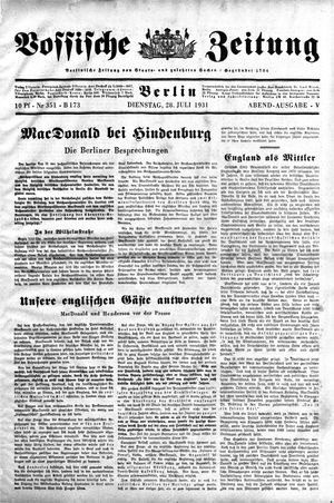 Vossische Zeitung on Jul 28, 1931