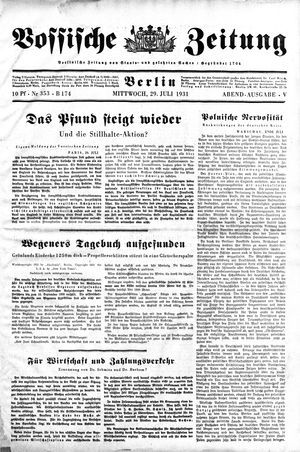 Vossische Zeitung vom 29.07.1931