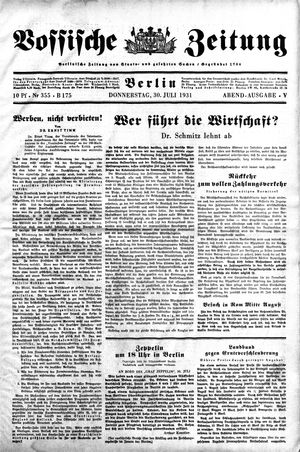 Vossische Zeitung on Jul 30, 1931