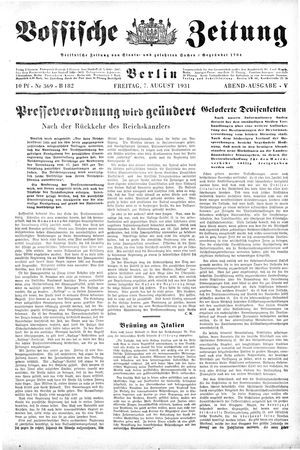 Vossische Zeitung on Aug 7, 1931