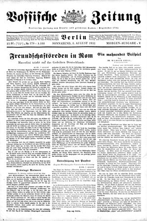 Vossische Zeitung on Aug 8, 1931