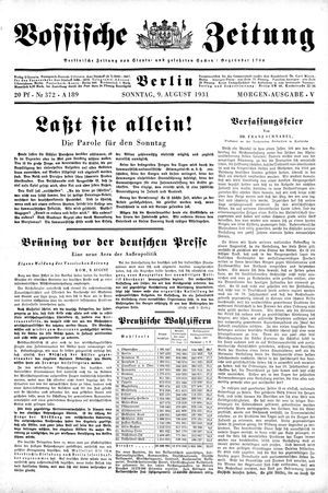 Vossische Zeitung on Aug 9, 1931