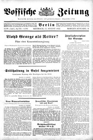Vossische Zeitung vom 12.08.1931