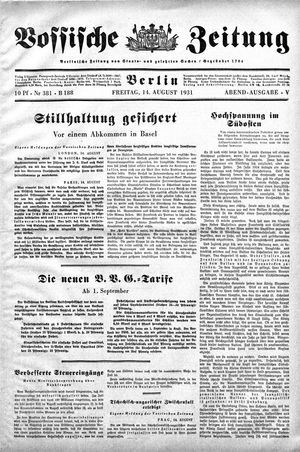 Vossische Zeitung vom 14.08.1931