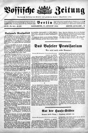Vossische Zeitung on Aug 15, 1931