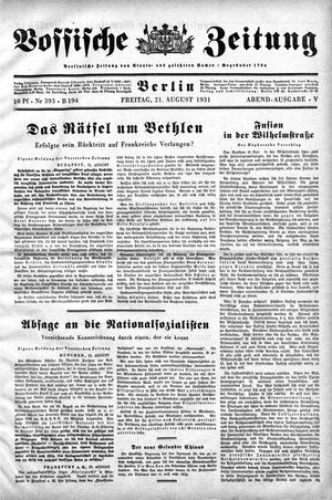 Vossische Zeitung on Aug 21, 1931