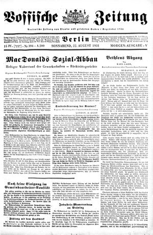 Vossische Zeitung vom 22.08.1931