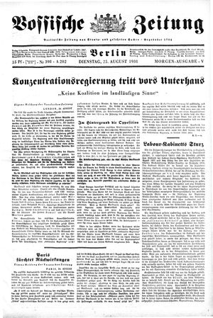 Vossische Zeitung on Aug 25, 1931