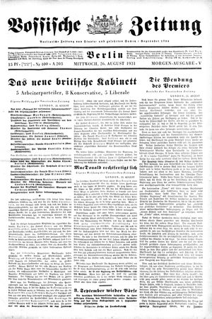 Vossische Zeitung on Aug 26, 1931