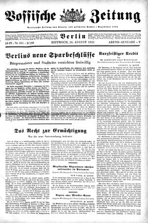 Vossische Zeitung vom 26.08.1931