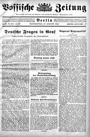 Vossische Zeitung on Aug 27, 1931
