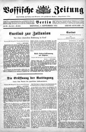 Vossische Zeitung on Sep 1, 1931