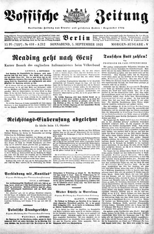Vossische Zeitung on Sep 5, 1931